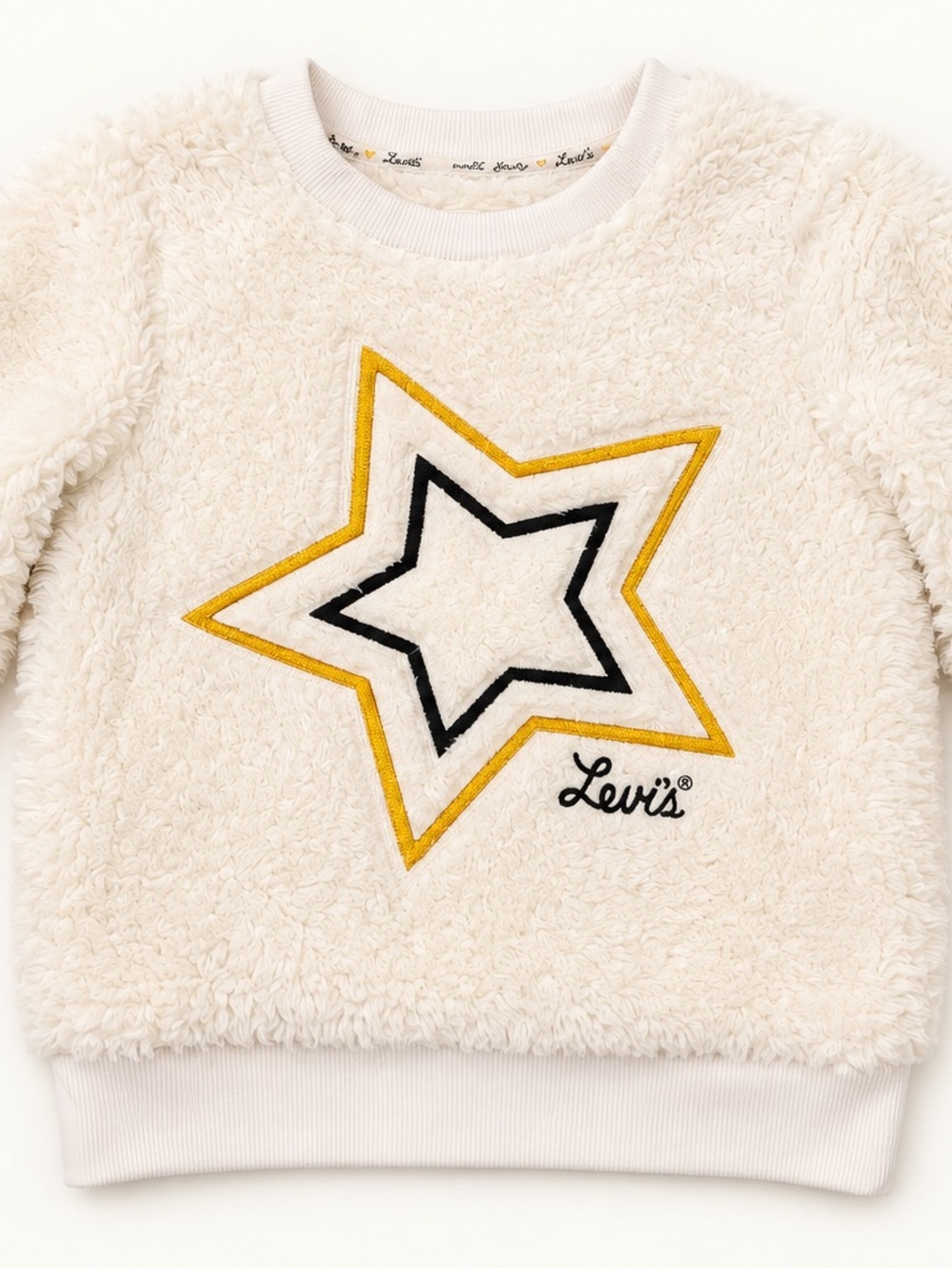 Levi's Cream Sherpa Sweatshirt with Gold & Black Star
